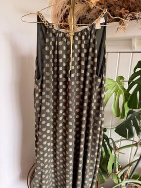 MICHAEL Michael Kors Olive Dress with Gold Print and Chain Strap